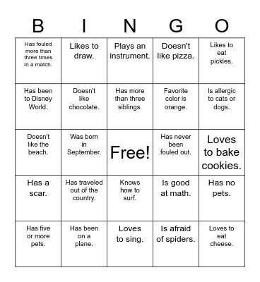 Find someone who ... Bingo Card