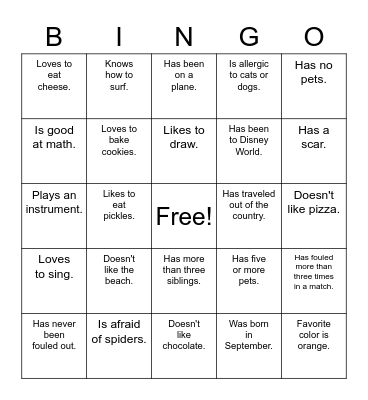 Find someone who ... Bingo Card