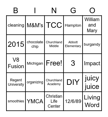 NICOLE'S GRADUATION Bingo Card
