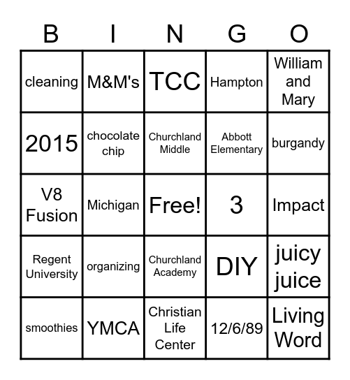 NICOLE'S GRADUATION Bingo Card