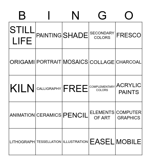 ART BINGO! Bingo Card