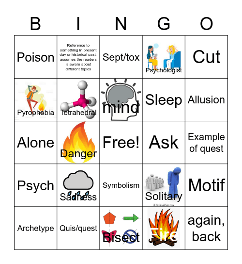 HSE 4 Vocabulary #8 Bingo Card