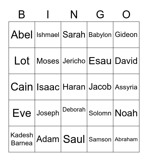 Old Testament WalkThru Bingo Card