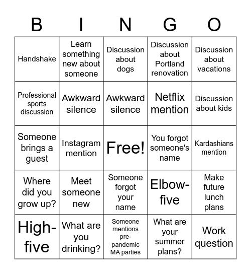 MA Busy Season Party Bingo Card