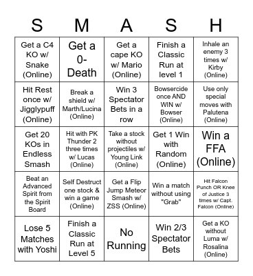 Smash Bingo Card