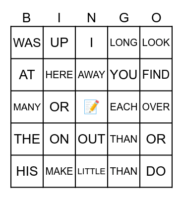 Sight Words 03 Bingo Card
