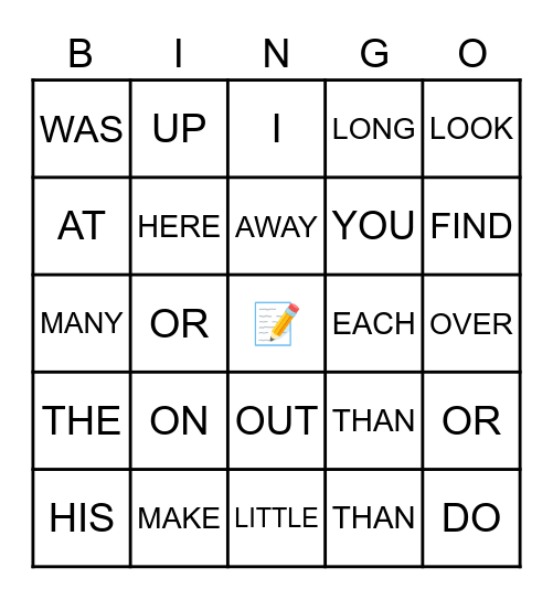 Sight Words 03 Bingo Card