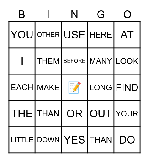 Sight Words 03 Bingo Card