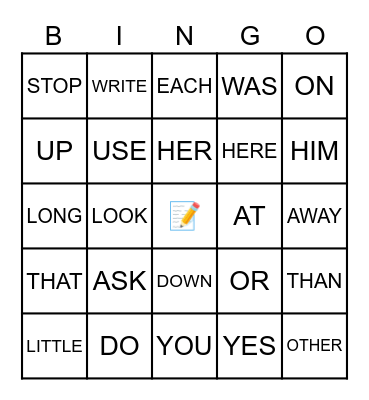 Sight Words 03 Bingo Card