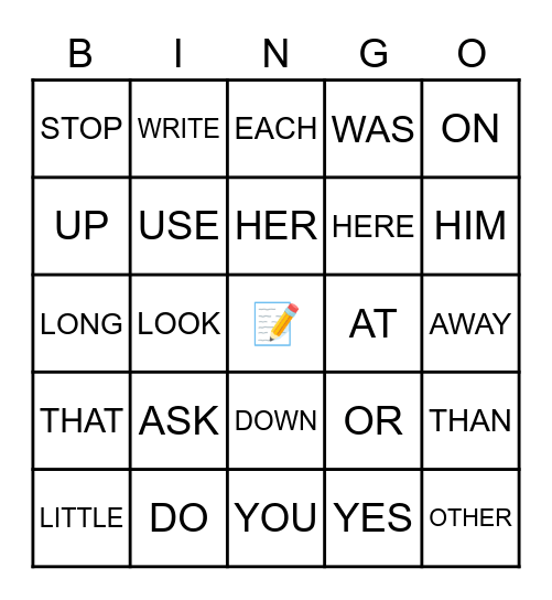 Sight Words 03 Bingo Card