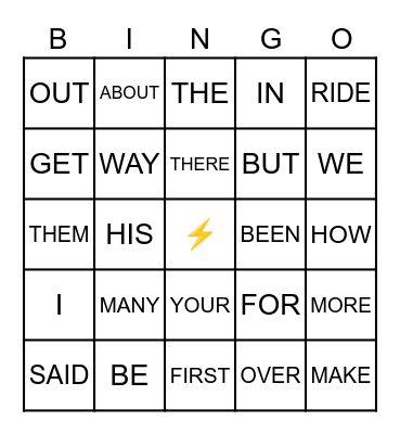 Sight Words 04 Bingo Card