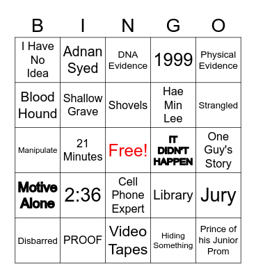 SERIAL BINGO Card