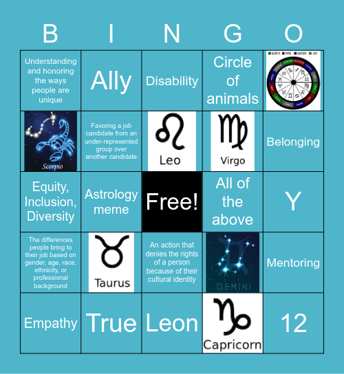 EID/Zodiac BINGO! Bingo Card