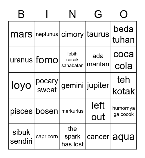 YUQI Bingo Card