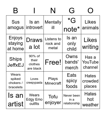 Duskooky Bingo Card