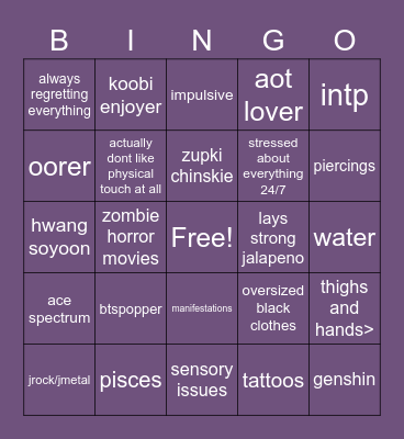 ren Bingo Card