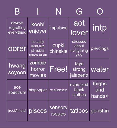 ren Bingo Card
