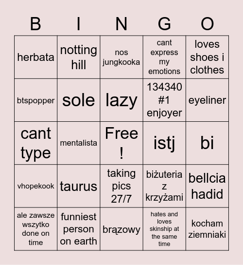zoha’s Bingo Card