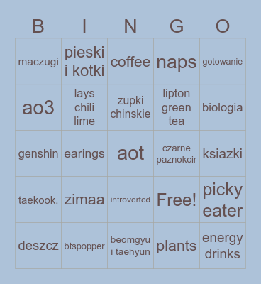 julka Bingo Card
