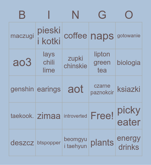julka Bingo Card