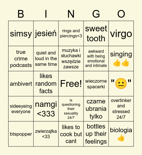 kasia Bingo Card