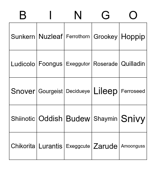 Percy's Bingo Card (Round 1) Bingo Card