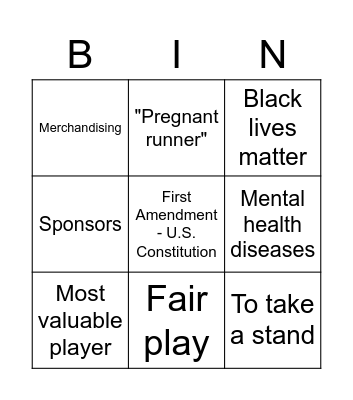 Sports bingo Card