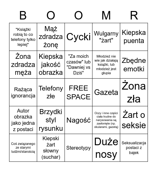 Boomer Bingo Card