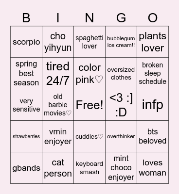 jmnself Bingo Card