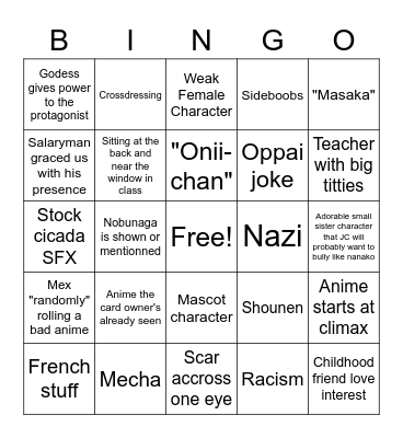 WEEB CARD Bingo Card