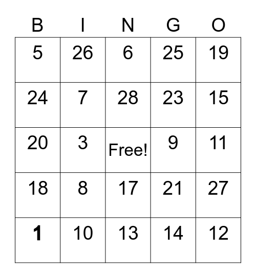 Surface Area Bingo Card