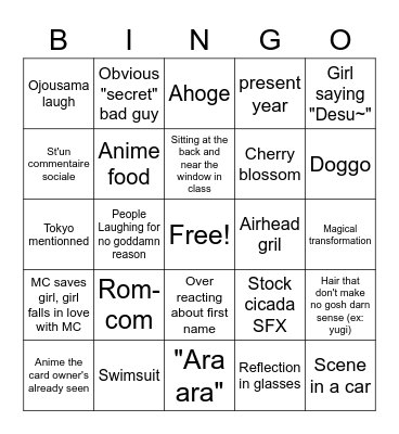 WEEB CARD Bingo Card