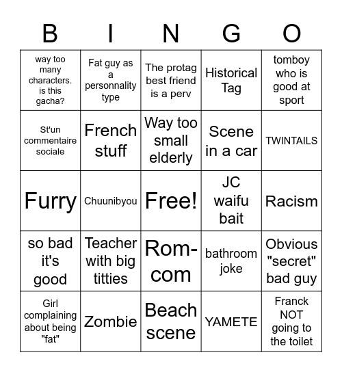 WEEB CARD Bingo Card