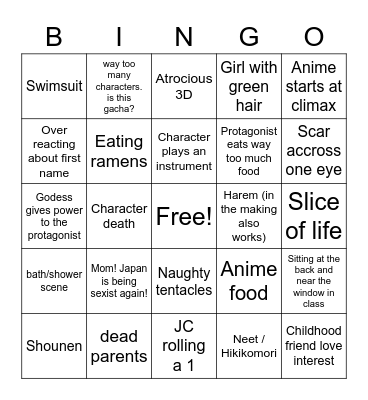 WEEB CARD Bingo Card