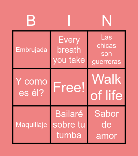 BINGO _MUSIC 80´ Bingo Card