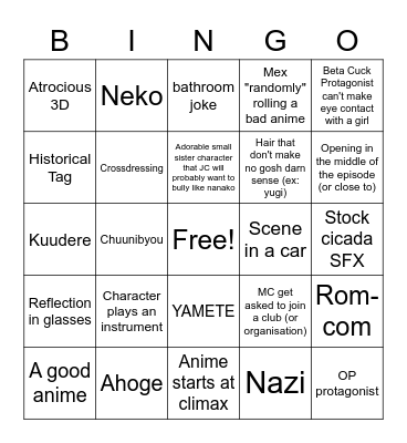 WEEB CARD Bingo Card