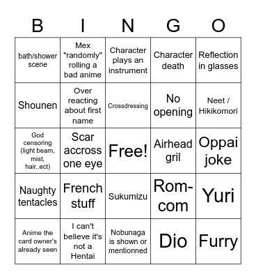 WEEB CARD Bingo Card