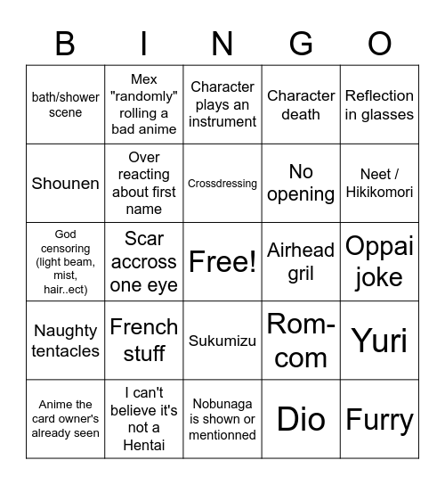 WEEB CARD Bingo Card