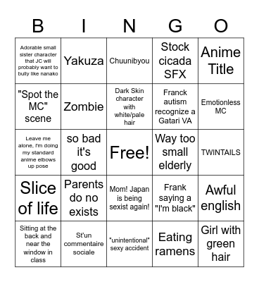 WEEB CARD Bingo Card