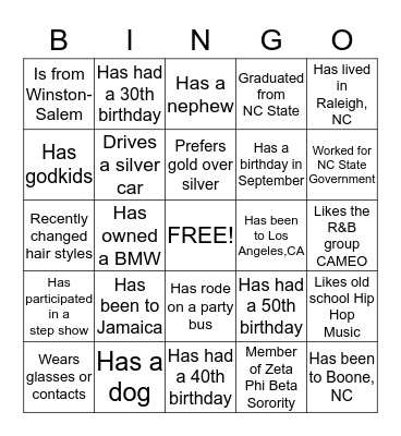 Andrea BINGO Card