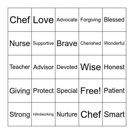 Mother's Day Bingo Card