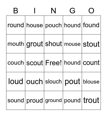 OU /ow/ Bingo Card