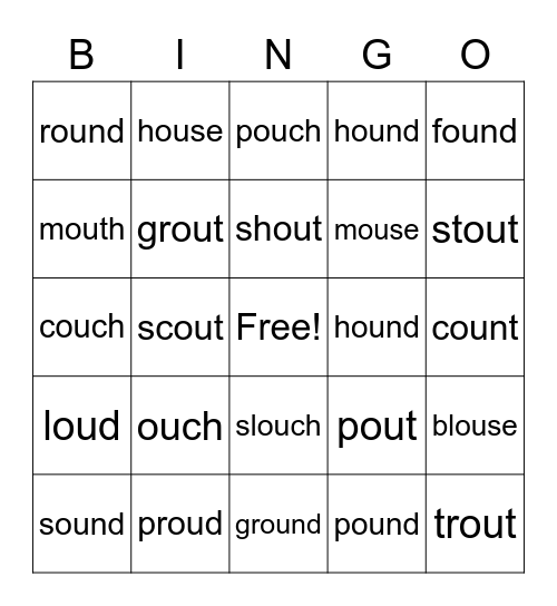 OU /ow/ Bingo Card
