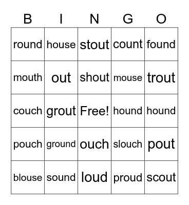 OU /ow/ Bingo Card
