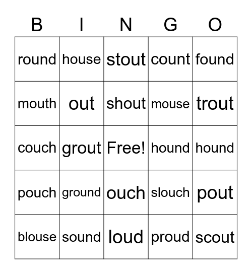 OU /ow/ Bingo Card