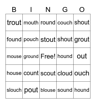 OU /ow/ Bingo Card