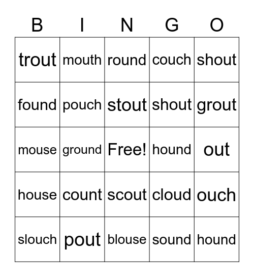 OU /ow/ Bingo Card