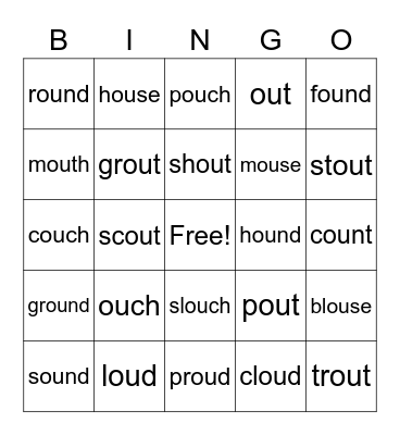 OU /ow/ Bingo Card
