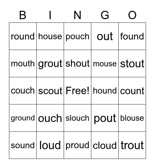 OU /ow/ Bingo Card