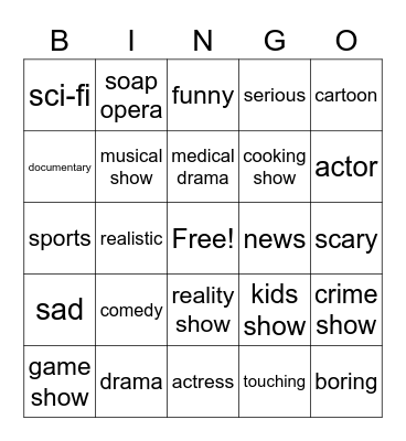 Television Bingo Card